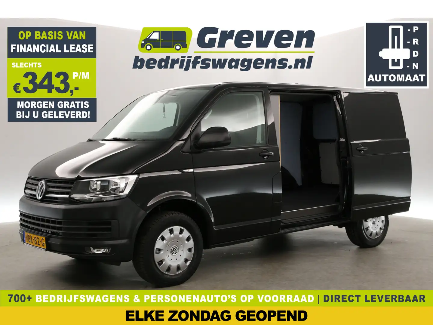 Volkswagen T6 Transporter 2.0 TDI L1H1 150PK Automaat Airco Cruise Carplay D Zwart - 1