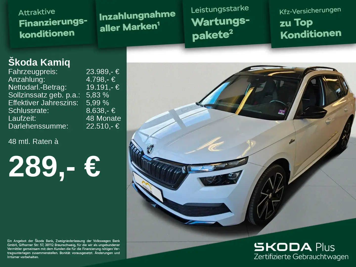 Skoda Kamiq 1.5 TSI DSG* MONTE CARLO*APP*LED*ACC*PANO* Weiß - 1