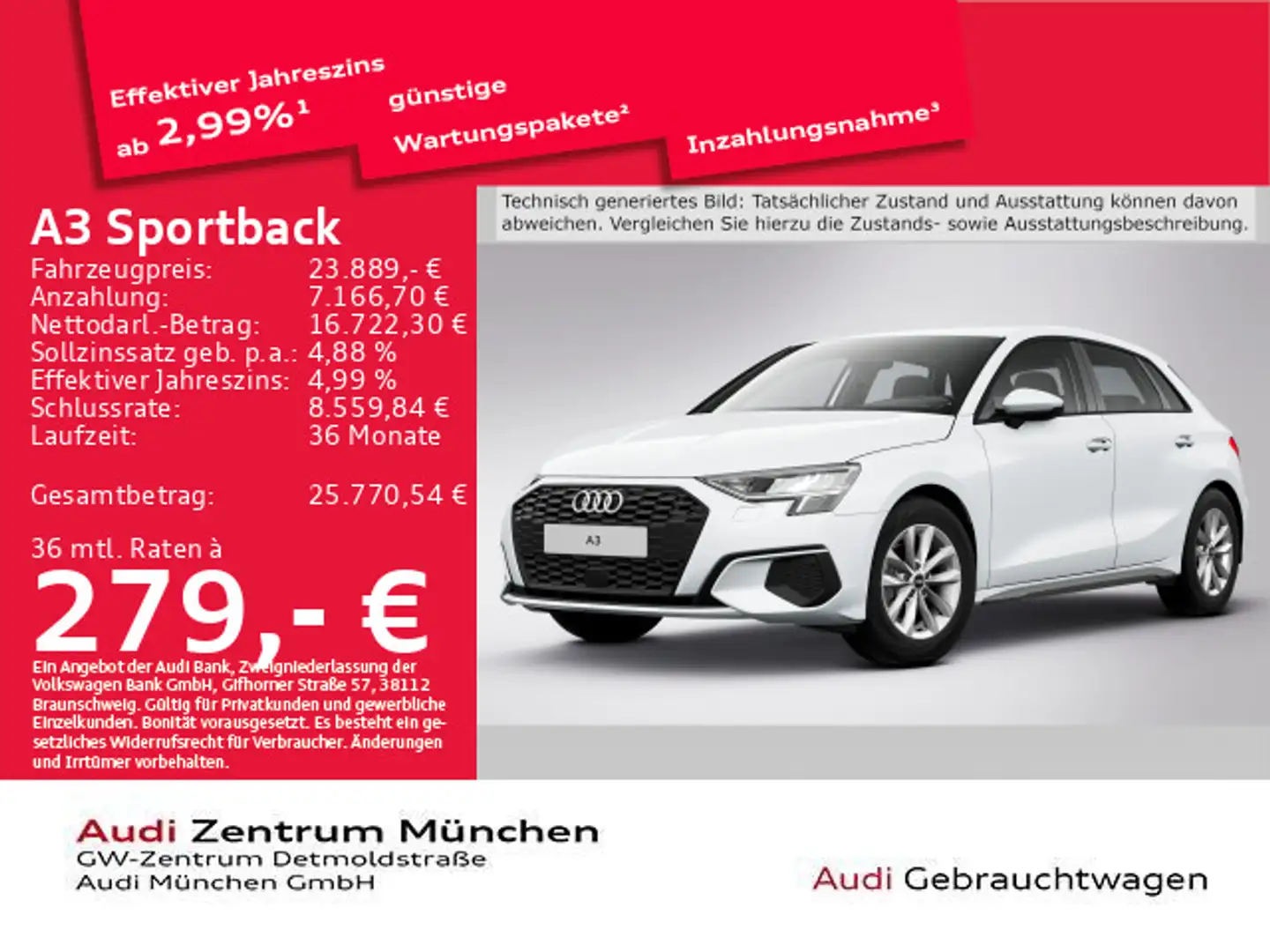 Audi A3 30 TFSI AHK/Virtual+//Navi+ Weiß - 1