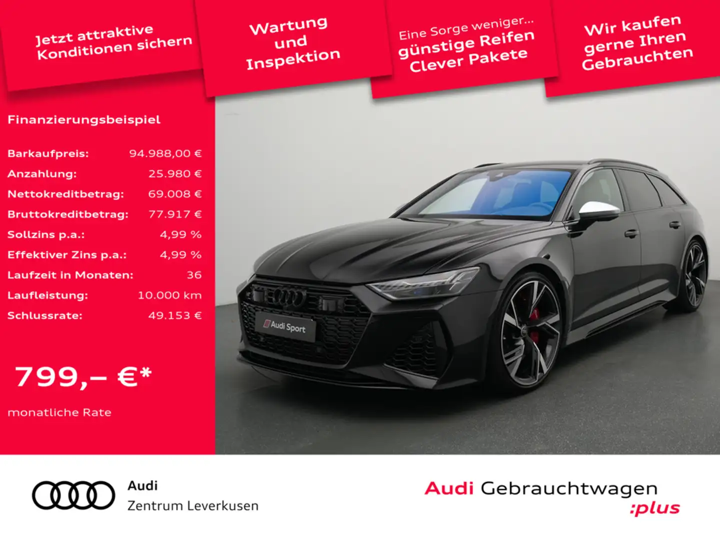 Audi RS6 SITZBELÜ NACHTSICHT ALLRADLENKUNG LEDER ACC Schwarz - 1