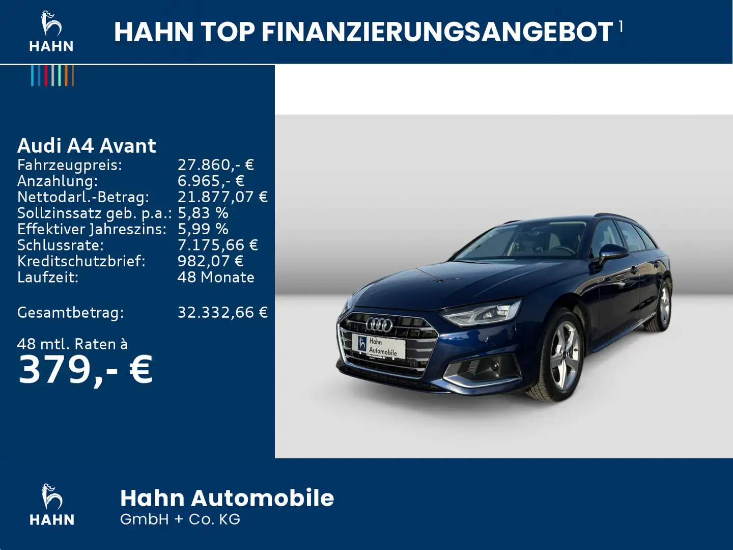 Audi A4 40TDI S-trc advanced ACC Spurh Sitzh PD Blau - 2