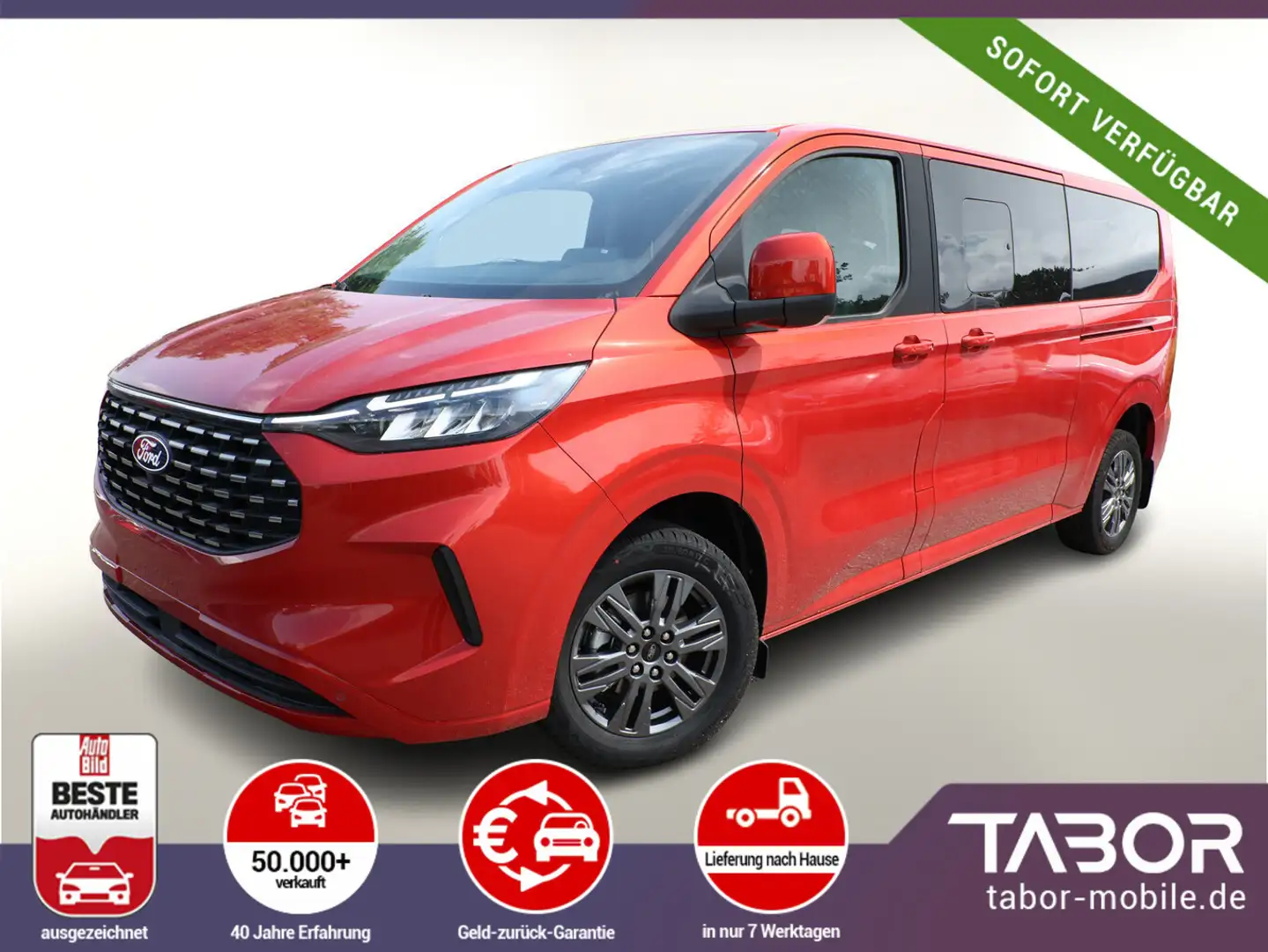 Ford Tourneo Custom TDCi 170 Aut Tit 320L2 ACC AHK Rojo - 1