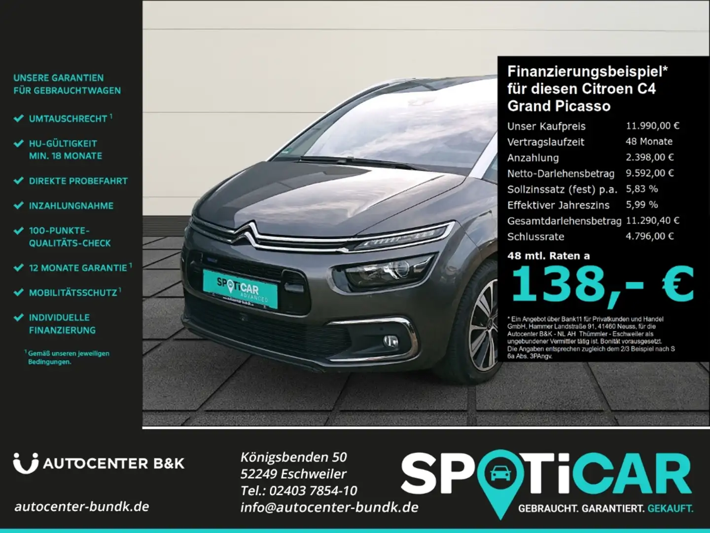 Citroen C4 Picasso PureTech 130 SHINE 7-Sitzer AHK 360°7 Sitzer AHK-a Gris - 1