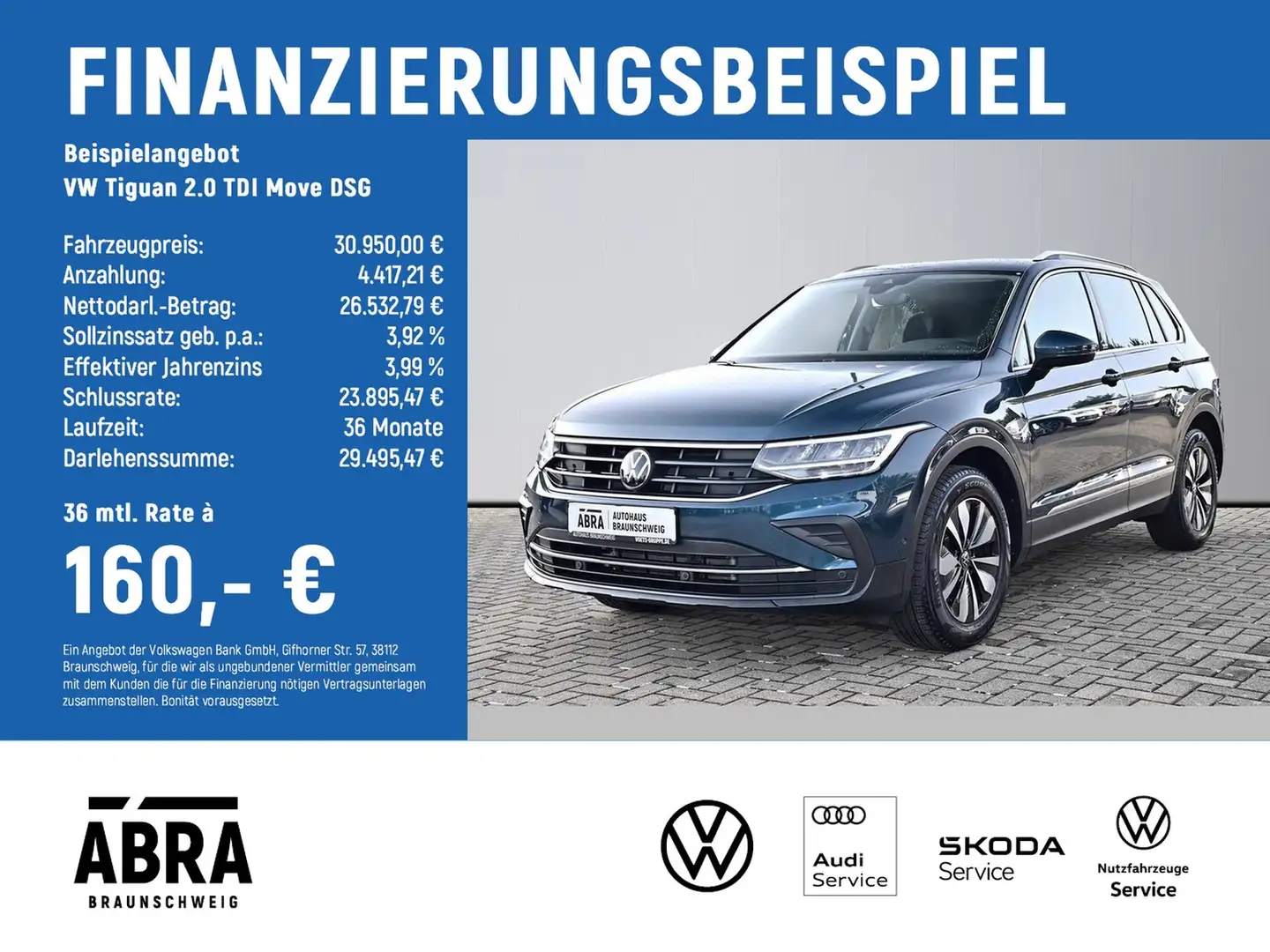 Volkswagen Tiguan 2.0 TDI Move DSG LED+CAM+LANE+ACC Blau - 2