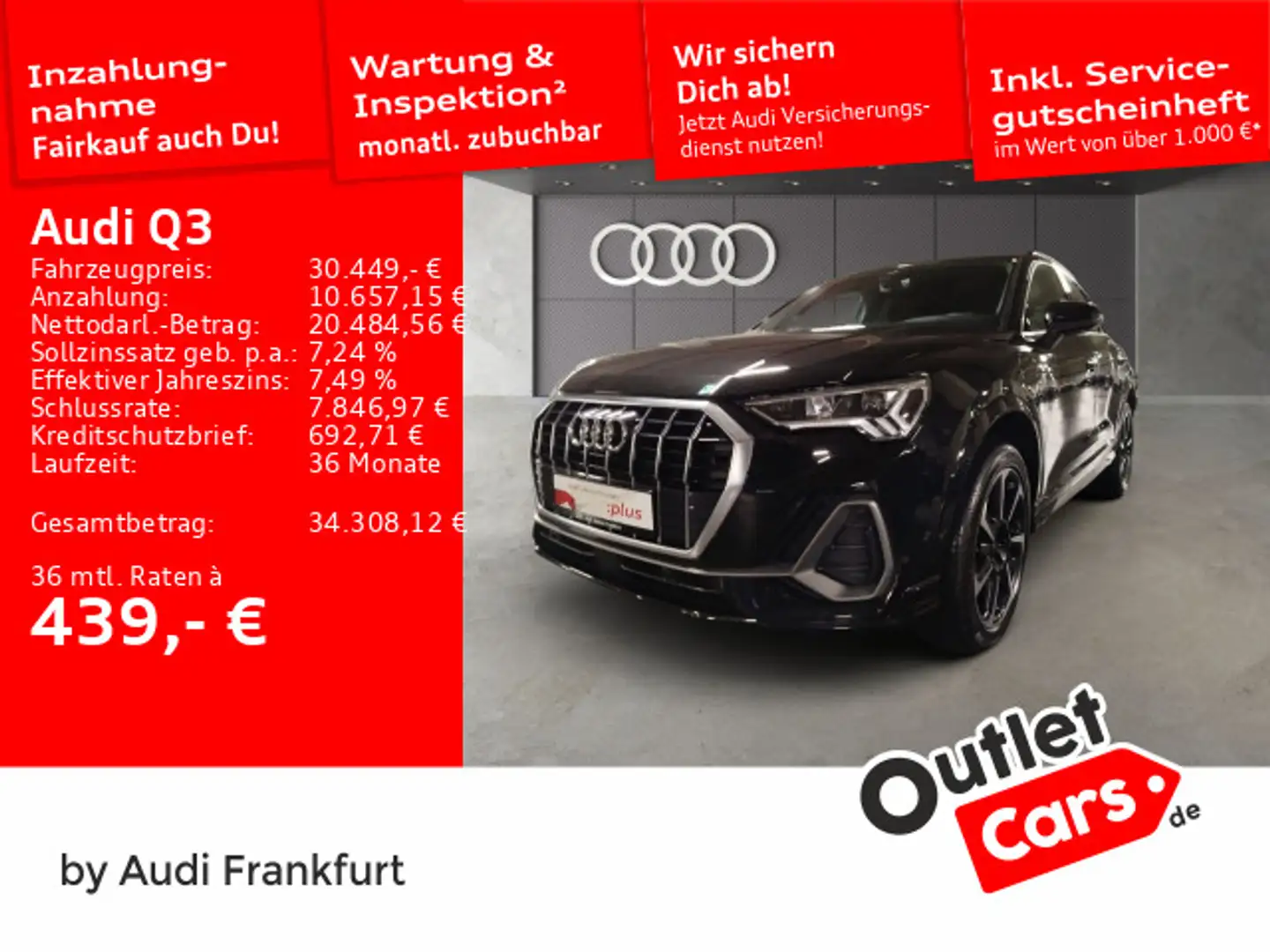 Audi Q3 45 TFSI e S tronic S line LED B&O Tempomat Schwarz - 1