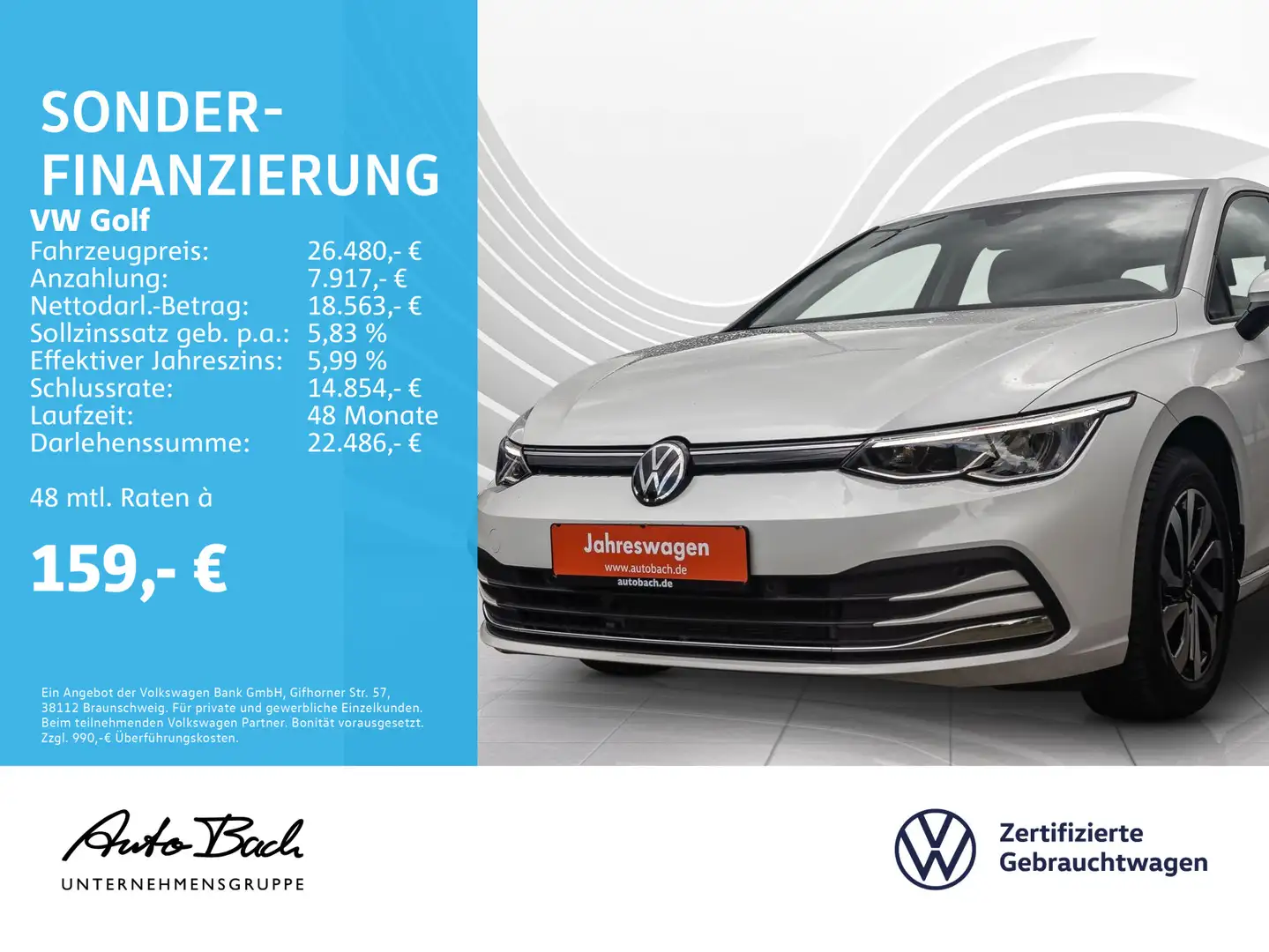 Volkswagen Golf VIII 1.5 eTSI "ACTIVE" DSG Navi LED Digital Wit - 1