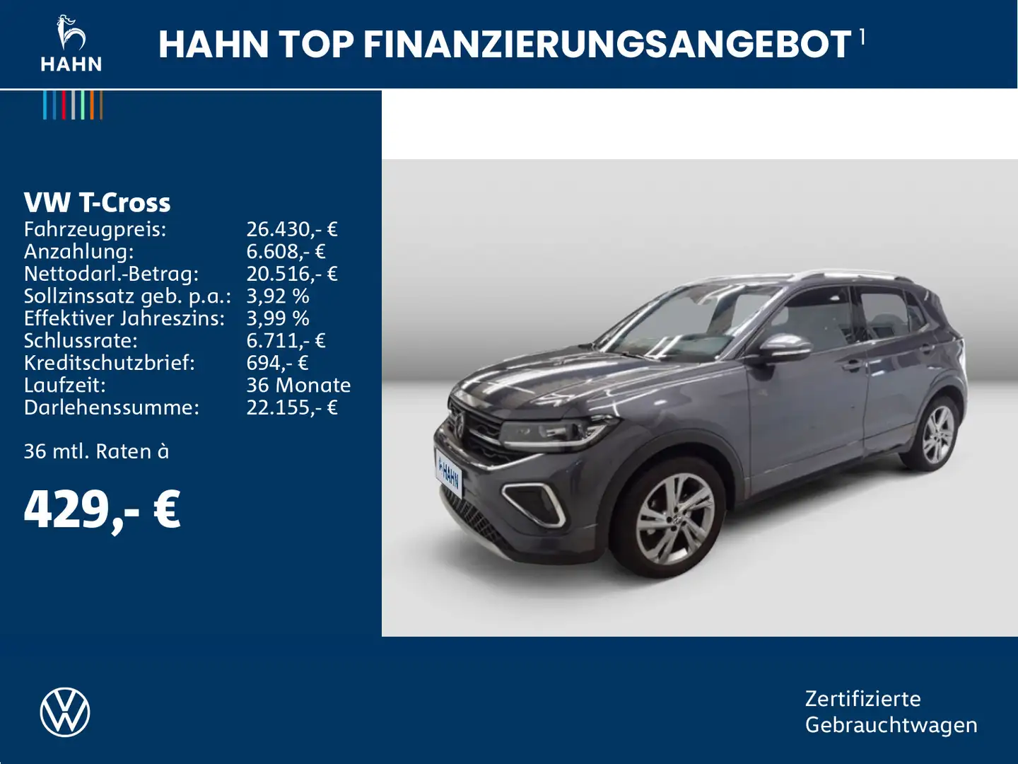 Volkswagen T-Cross 1.0TSI DSG R-Line ACC IQ.Light Navi PDC Grau - 2
