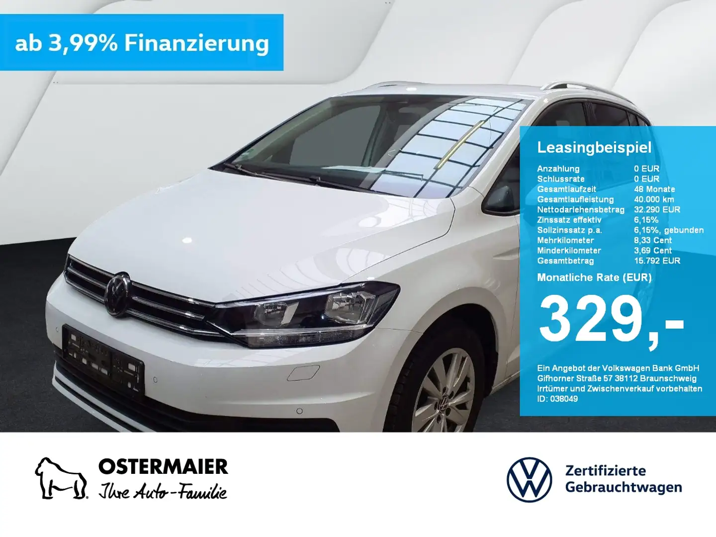 Volkswagen Touran CL 1.5TSI 150PS DSG ACC.7-SITZE.AHK.KAMERA.NAVI+VC Weiß - 1