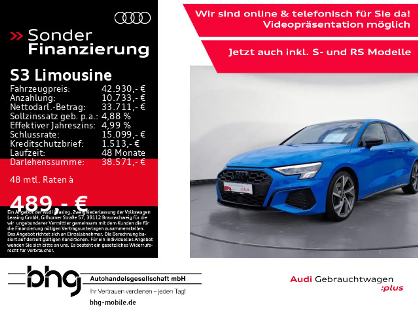 Audi S3 quattro ACC Virtual B&O Keyless Blau - 1