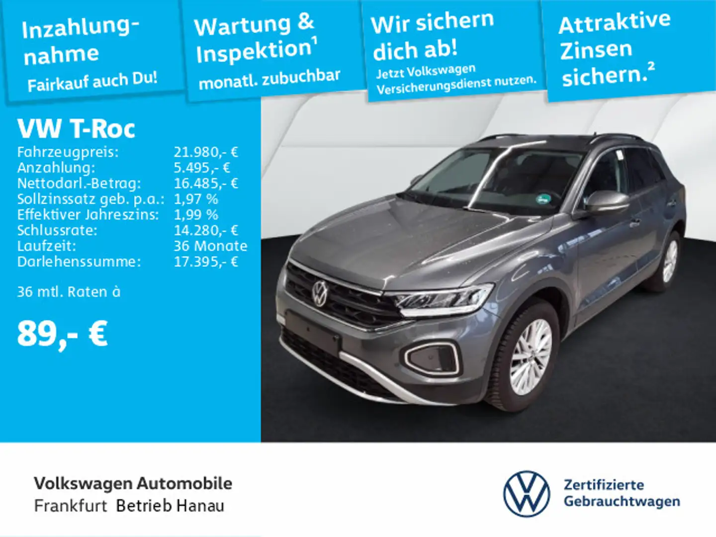 Volkswagen T-Roc 1.0 TSI Life Alu16" LED Navi Grijs - 1