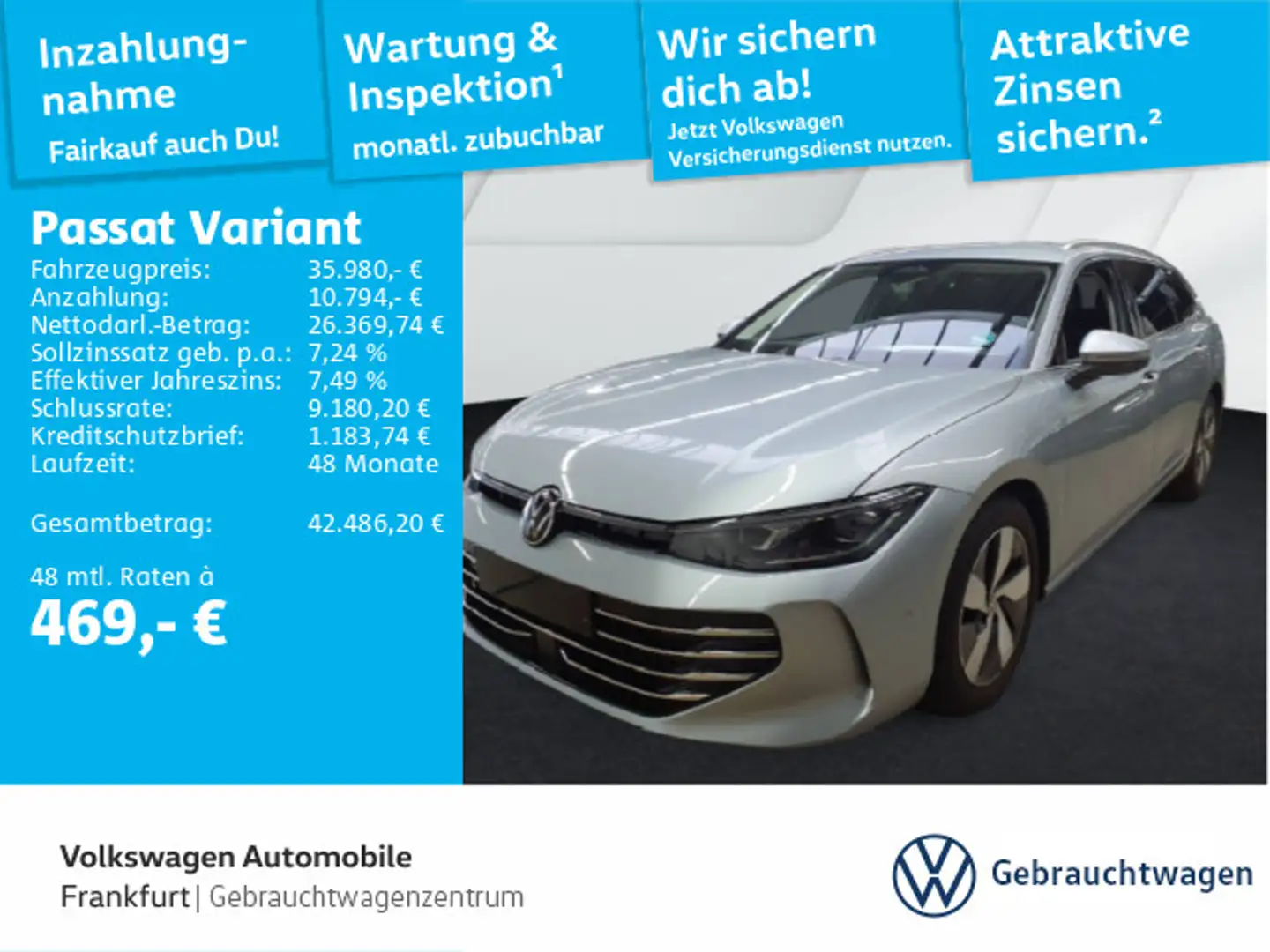 Volkswagen Passat Variant 2.0 TDI DSG Elegance Navi IQ.LIGH Silber - 1
