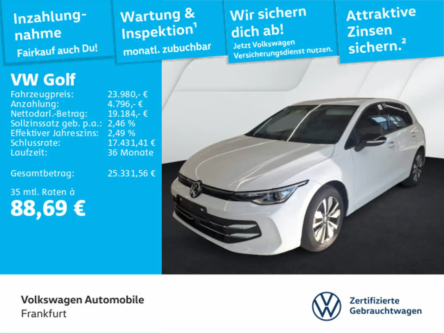 Volkswagen Golf VIII 1.5 TSI Goal Navi LEDPlus DAB+ FrontAs Weiß - 1