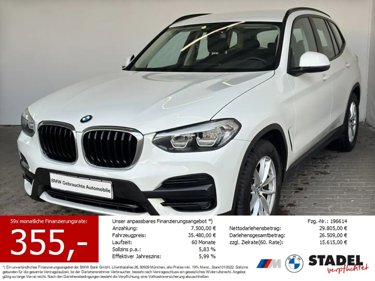 BMW X3 xDrive20dA Advantage Navi.LED.PDCvohi.DAB Wit - 1