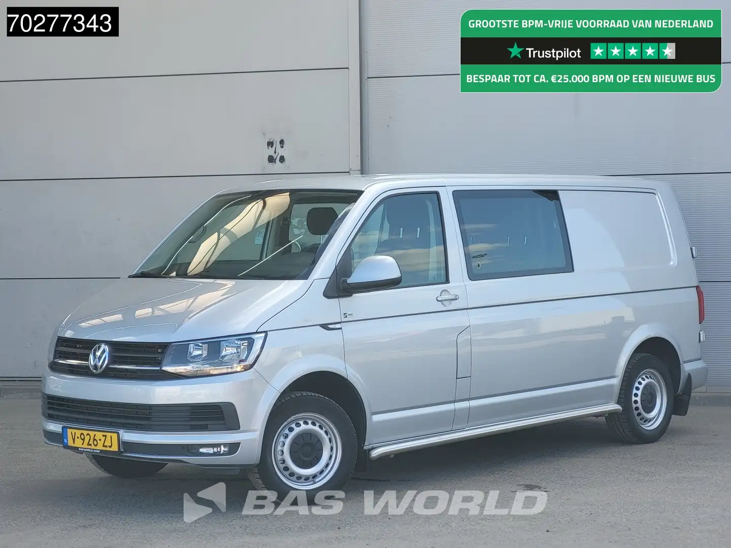 Volkswagen Transporter 150PK Dubbel Cabine L2H1 Navi Airco Euro6 Parkeers Zilver - 1