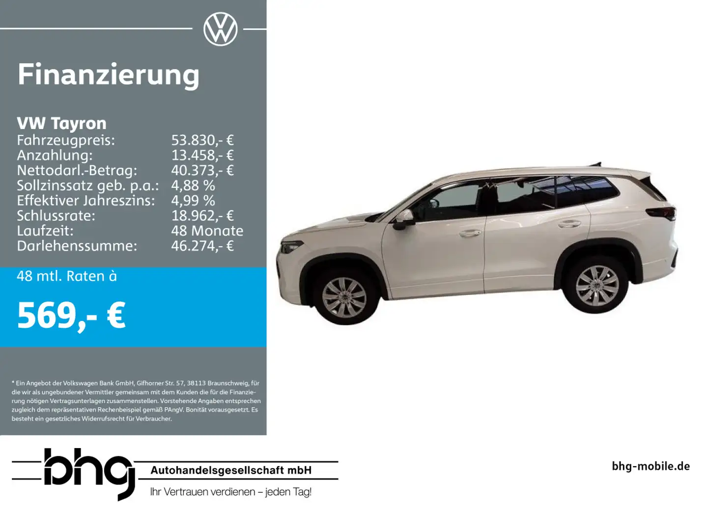 Volkswagen Tayron 2.0 TDI 4MOTION DSG Life #AHK #Standhzg Weiß - 1