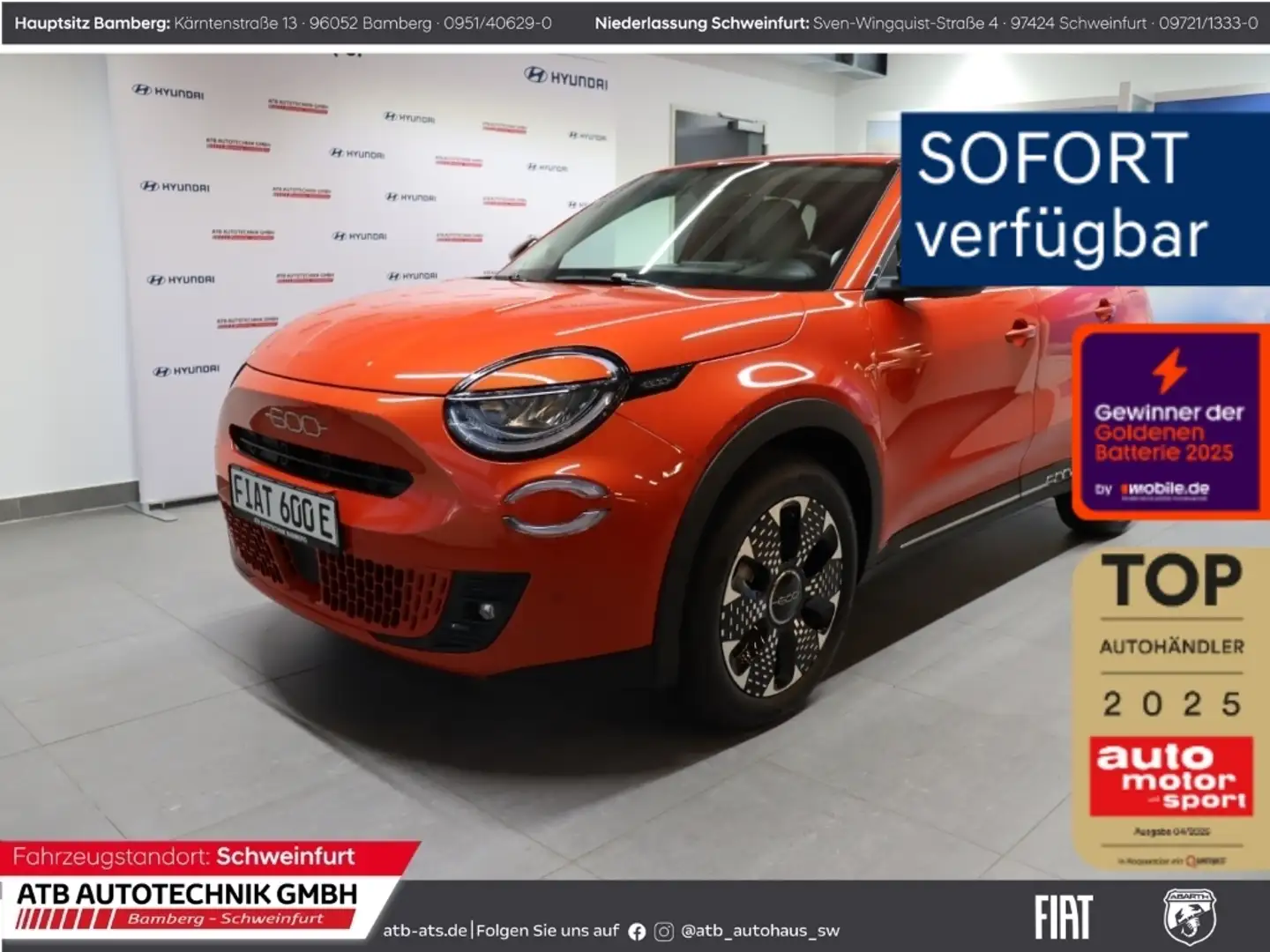 Fiat 600 La Prima 54kWh Navi Leder digitales Cockpit 360 Ka Orange - 1