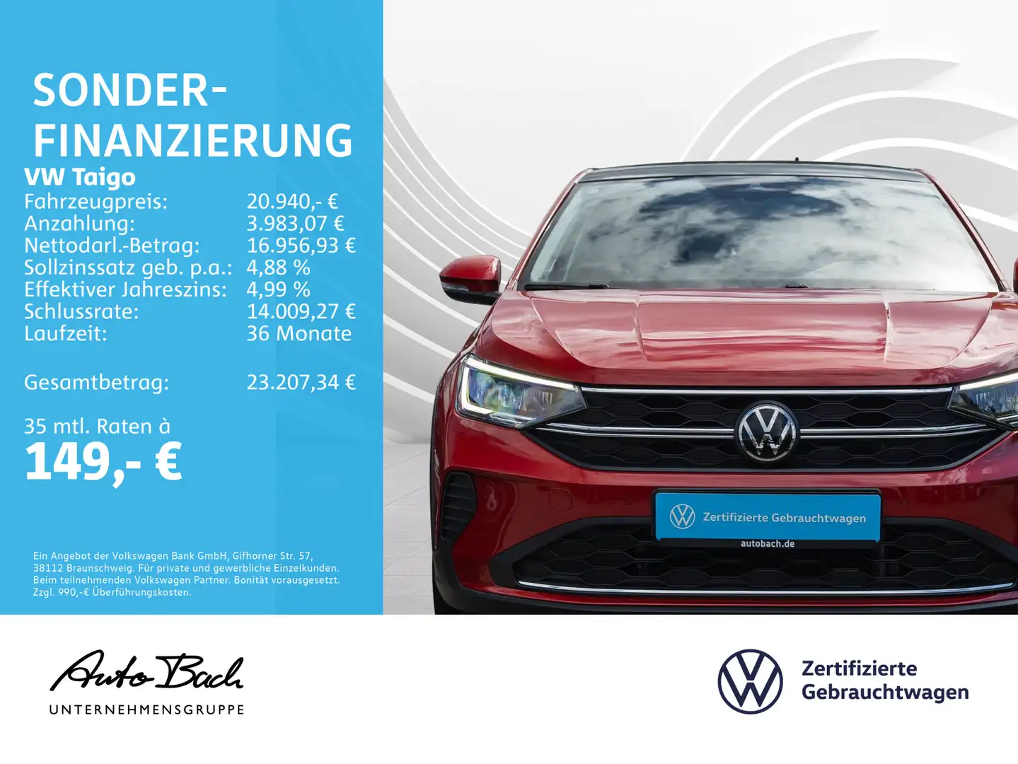 Volkswagen Taigo 1.0 TSI MOVE, Navi, LED, App-Connect, Pano Rot - 2