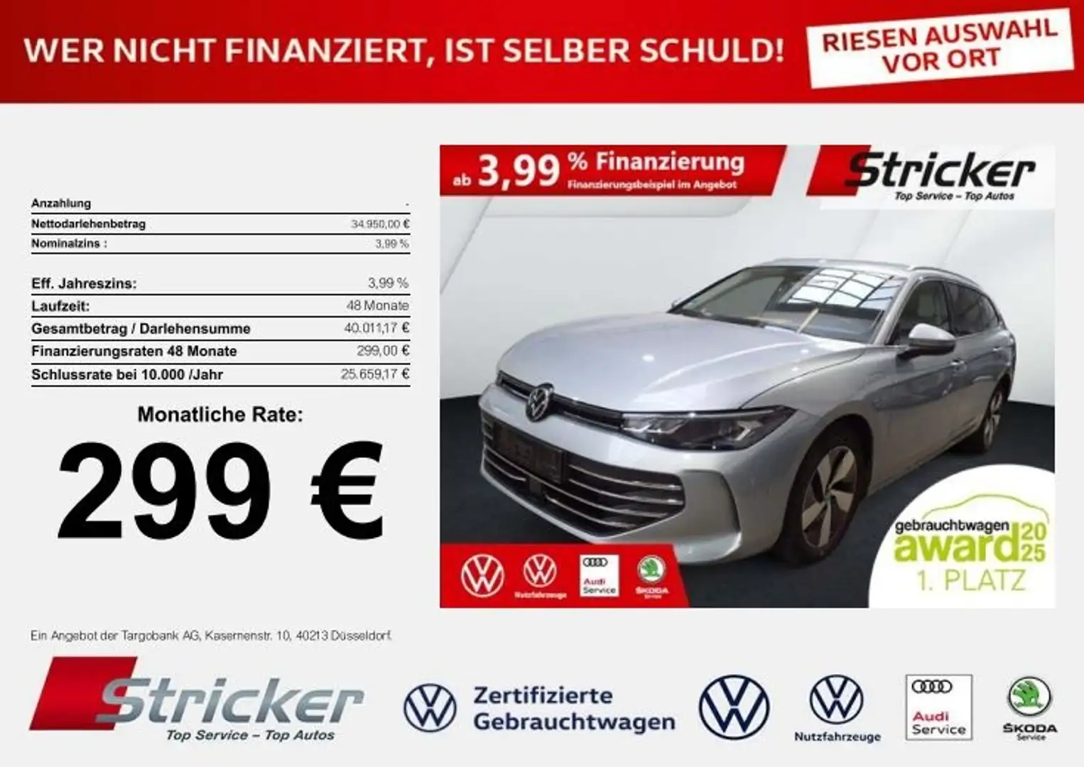 Volkswagen Passat Variant Business 1.5TSI e-hybrid 299,-ohne Anzahlung Navi Silber - 2