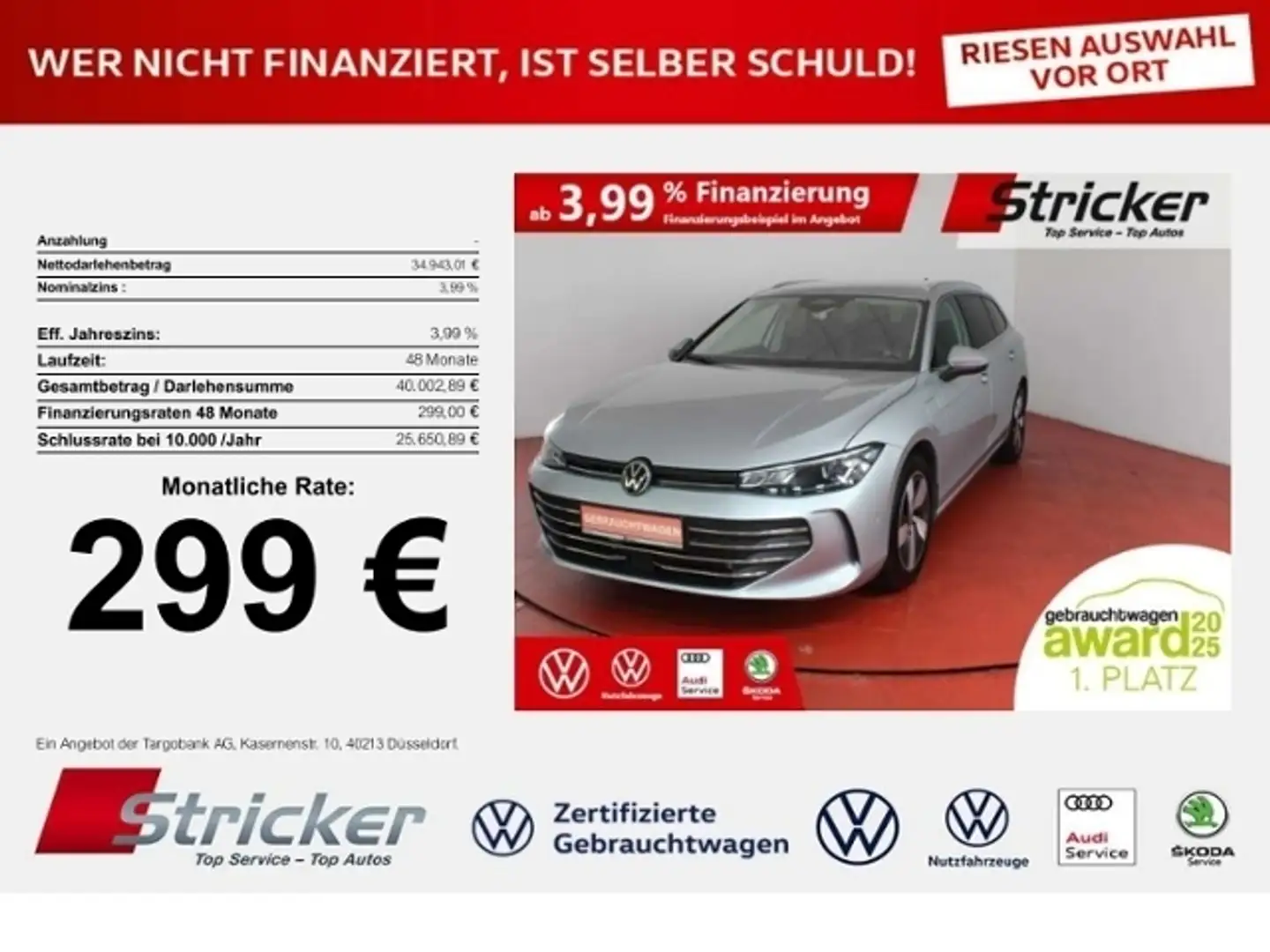 Volkswagen Passat Variant Business 1.5TSI e-hybrid 299,-ohne Anzahlung Navi Silber - 1