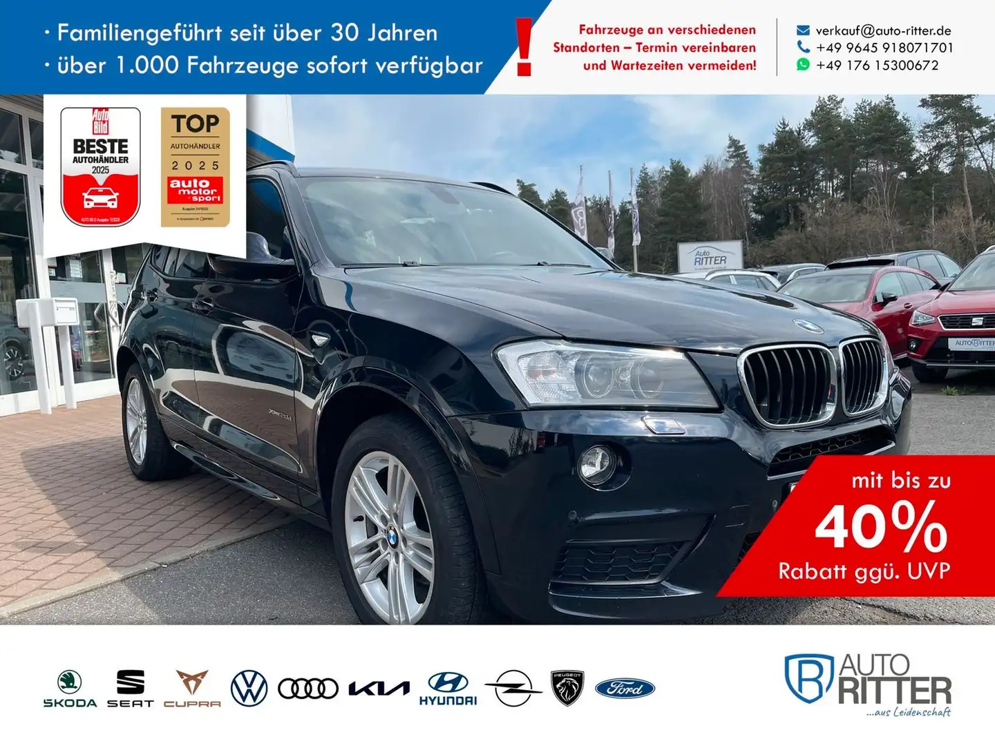 BMW X3 xDrive 20d M-Paket AHK+XENON+NAV+PDC Noir - 1