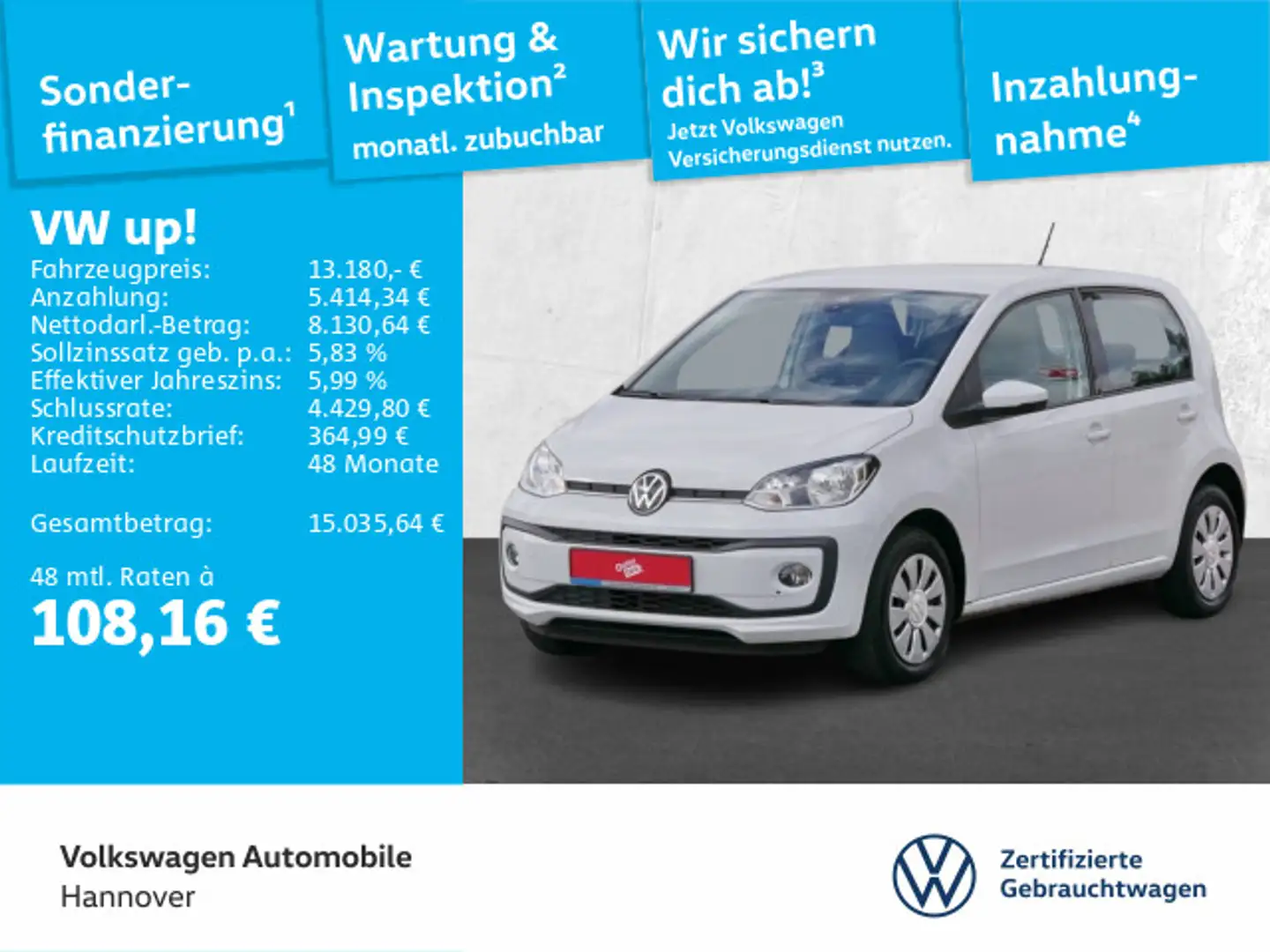 Volkswagen up! Move Kamera PDC SHZ Weiß - 1