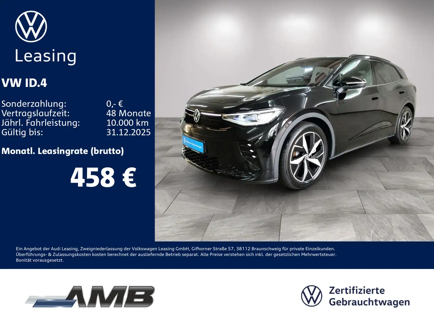 Volkswagen ID.4 GTX AHK/Matrix/HuD/Navi/RFK/Wärmepu/02.30Ga Schwarz - 1