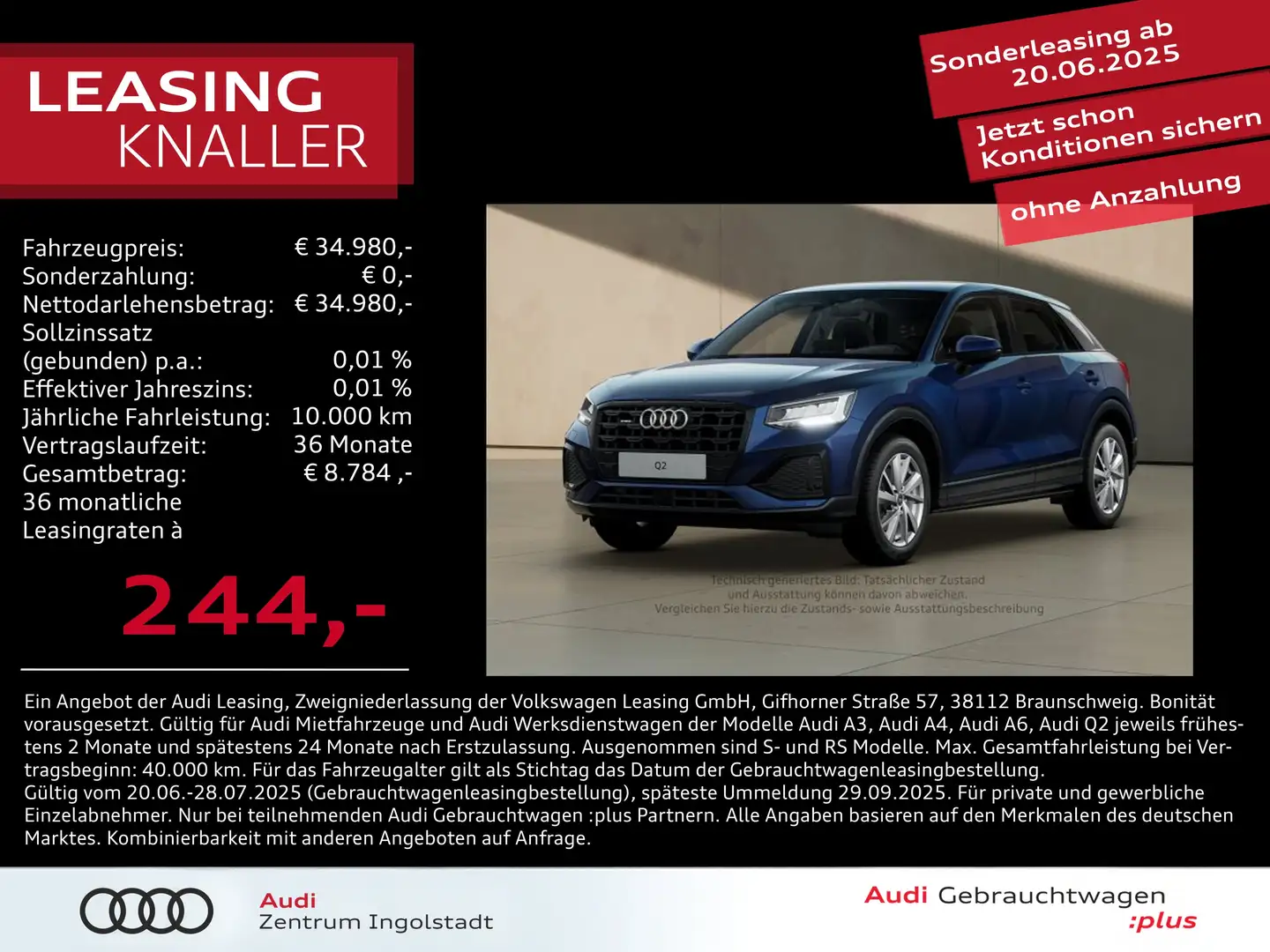 Audi Q2 40 TFSI qu ACC NAVI Kamera Opt.-schw. Advanced Blau - 1