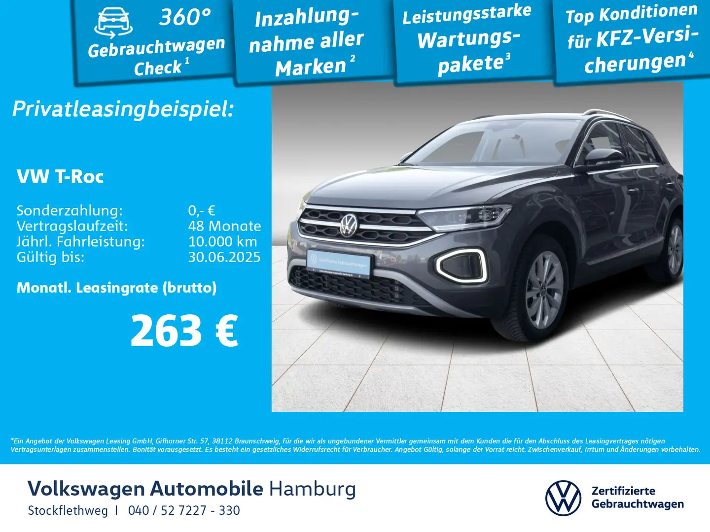 Volkswagen T-Roc 1.5 TSI Style DSG Navi AHK Sitzhzg ACC Grau - 1