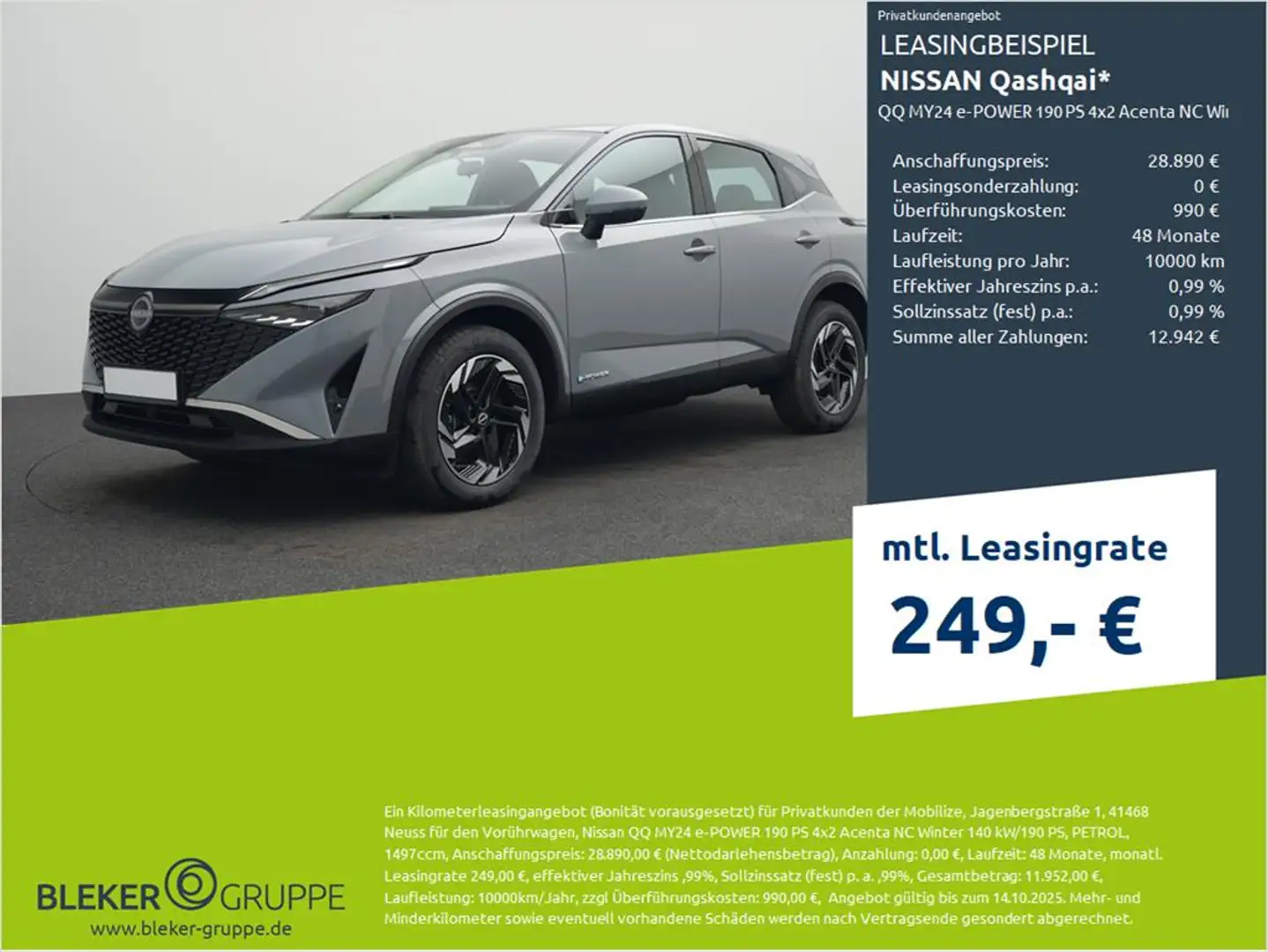 Nissan Qashqai QQ MY24 e-POWER 190 PS 4x2 Acenta NC Winter Grau - 1