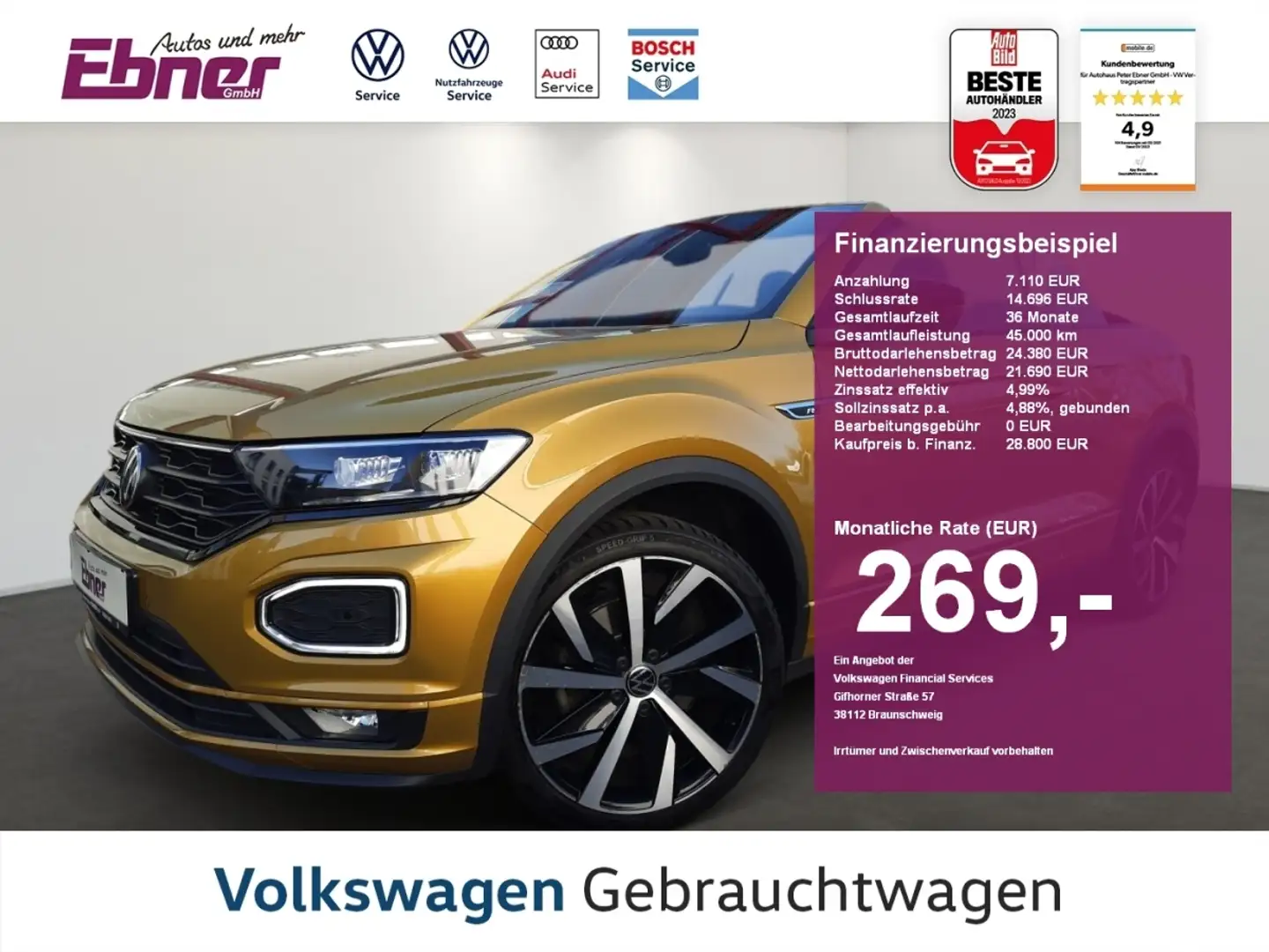 Volkswagen T-Roc Cabriolet R-LINE BLACK STYLE 1.5TSI DSG ACC+LED+NA Gelb - 1