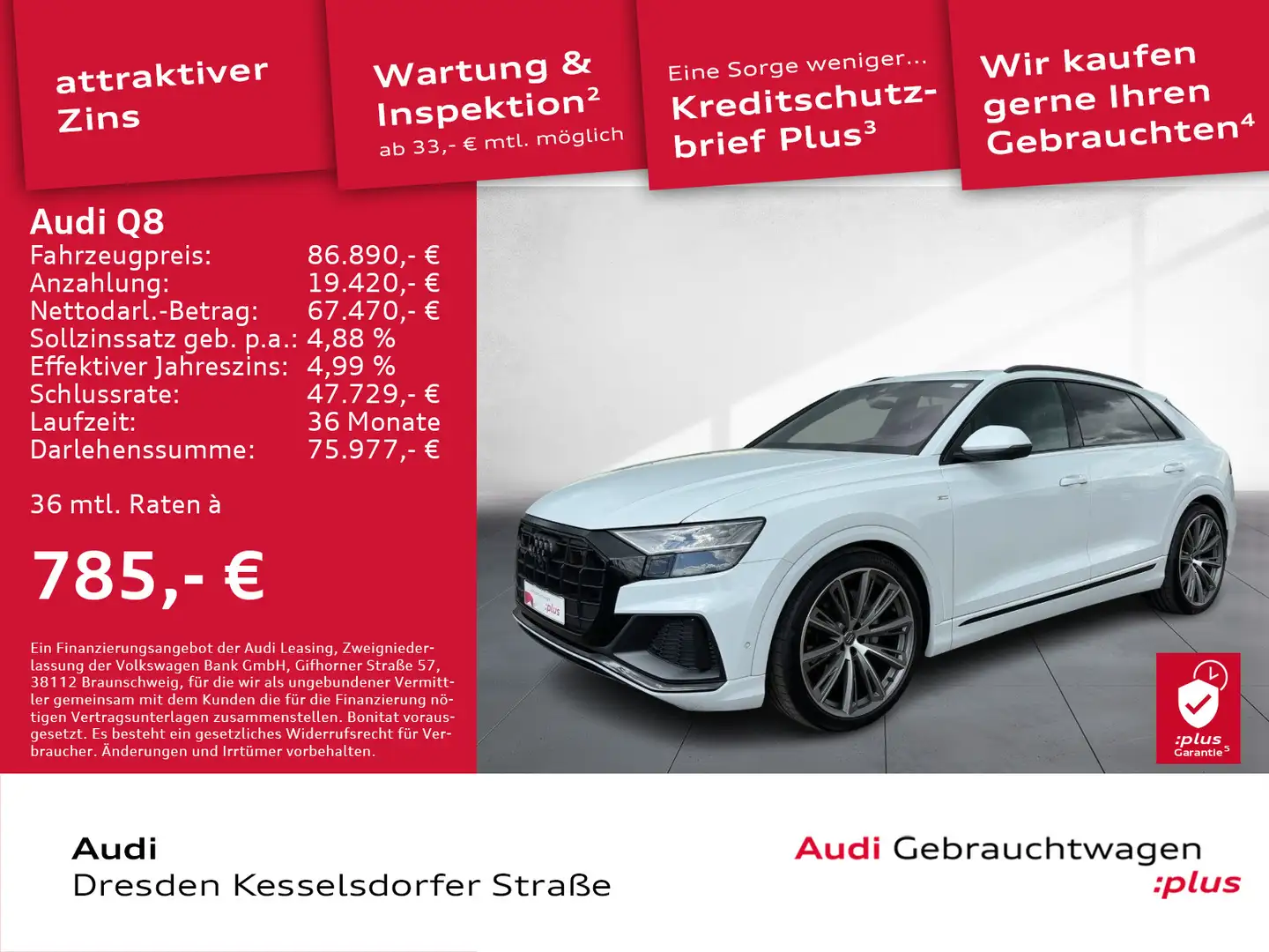 Audi Q8 50 TDI Q.Navi LED Kamera AHZV Weiß - 1