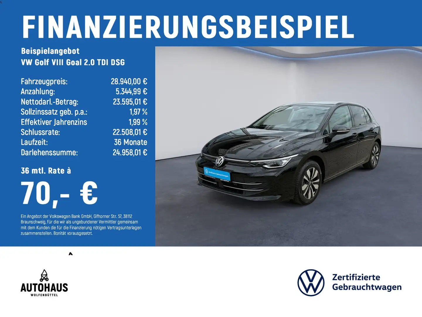 Volkswagen Golf VIII Goal 2.0 TDI DSG ACC AHK KAMERA LED Schwarz - 2