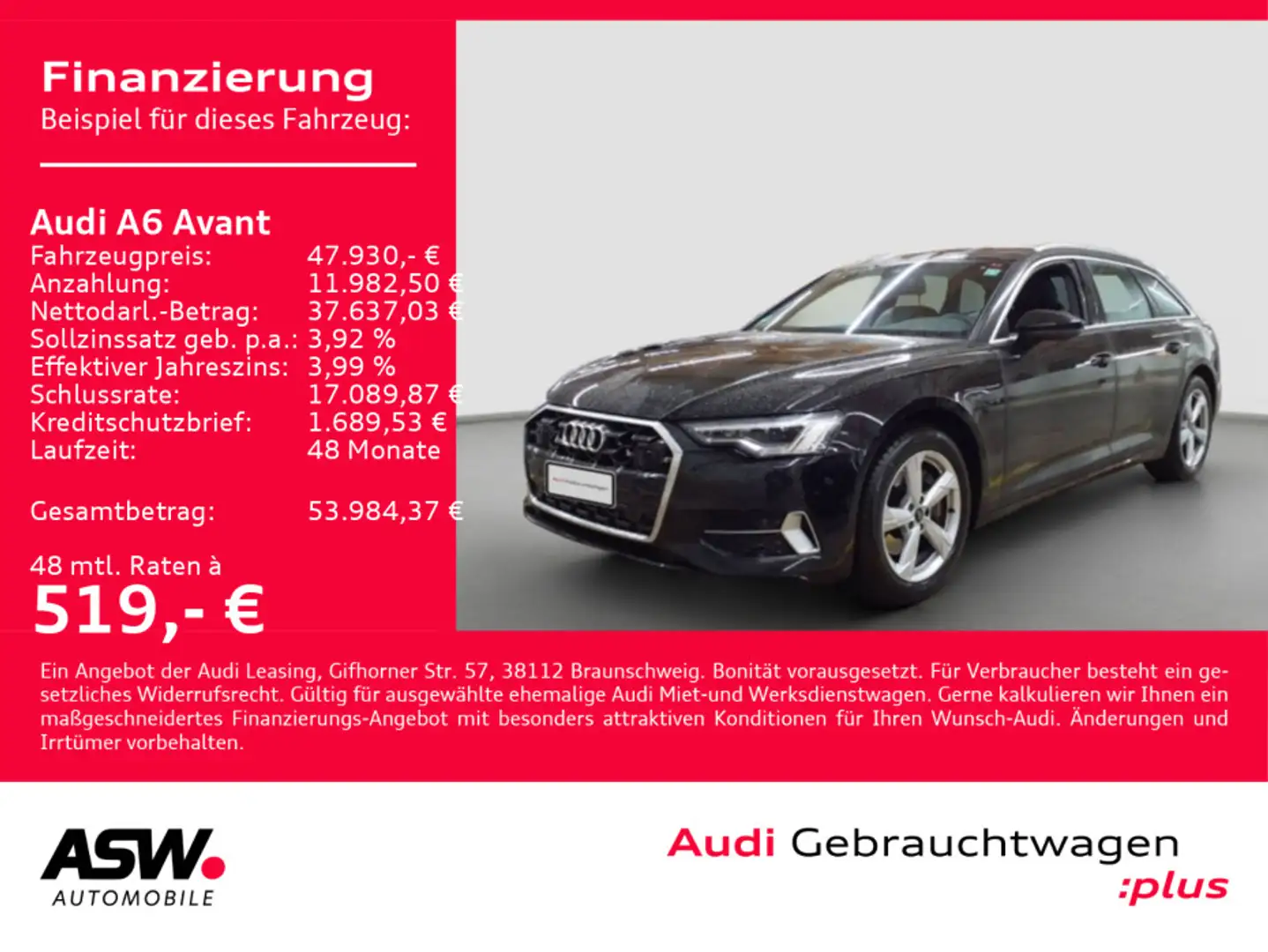 Audi A6 advanced 45TFSI NAVI MATRIX AHK ACC RFK Schwarz - 1