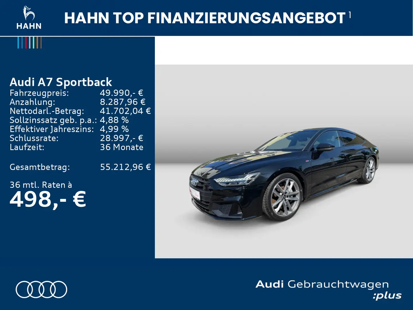 Audi A7 50TFSIe quattro S-trc S-line B&O AH Schwarz - 2