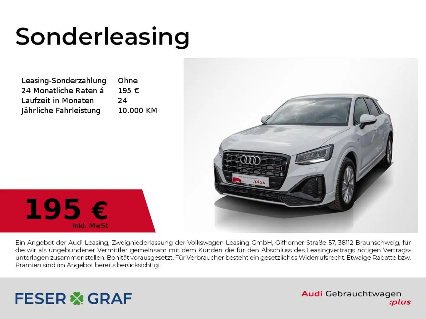 Audi Q2 30 TFSI S line /LED/CarPlay/AHK Weiß - 1