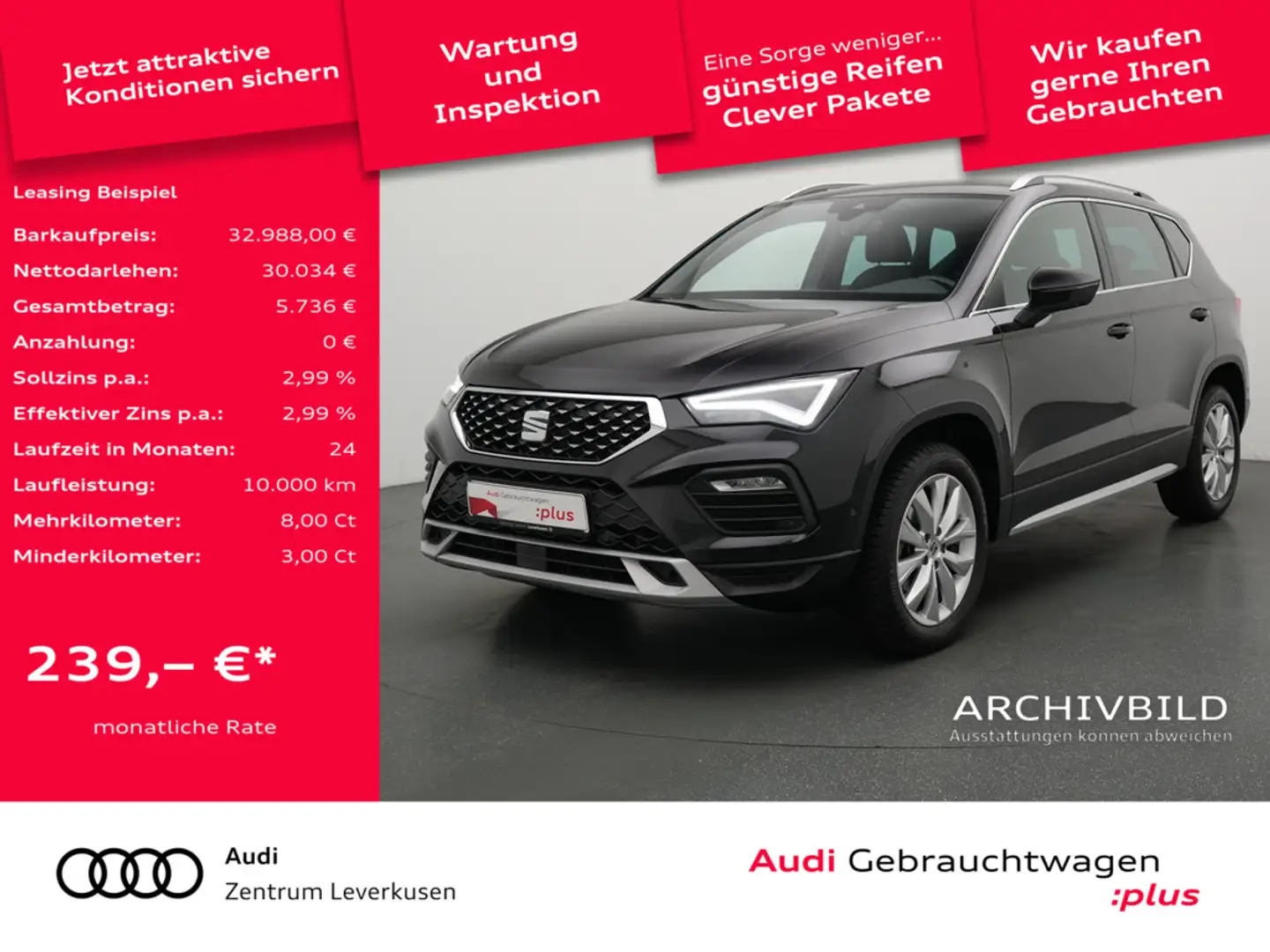 SEAT Ateca Xperience DSG NAVI LEDER ACC VIRT KAM S Schwarz - 1