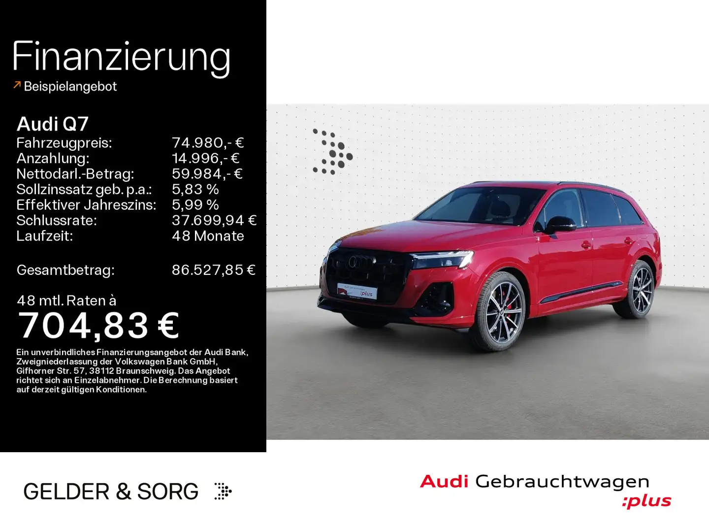 Audi Q7 60 TFSIe qu. S line Air*Pano*AHK*HuD*360° Rood - 1