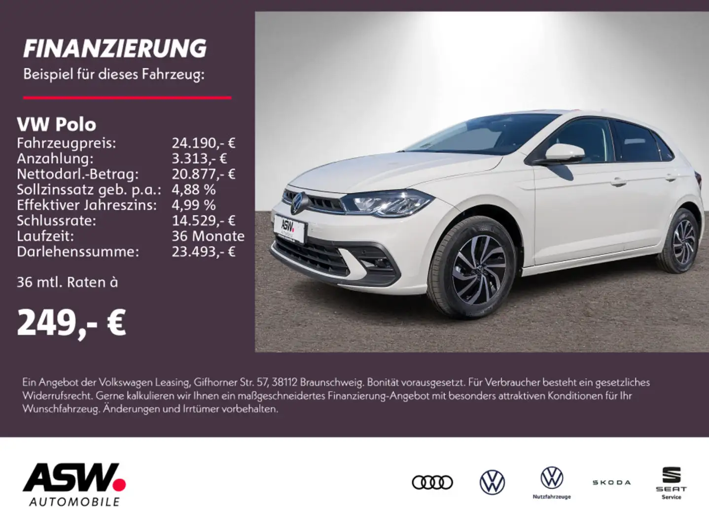 Volkswagen Polo Life 1.0 TSI DSG LED RFK VC SHZ PDC v/h Alu Grau - 1