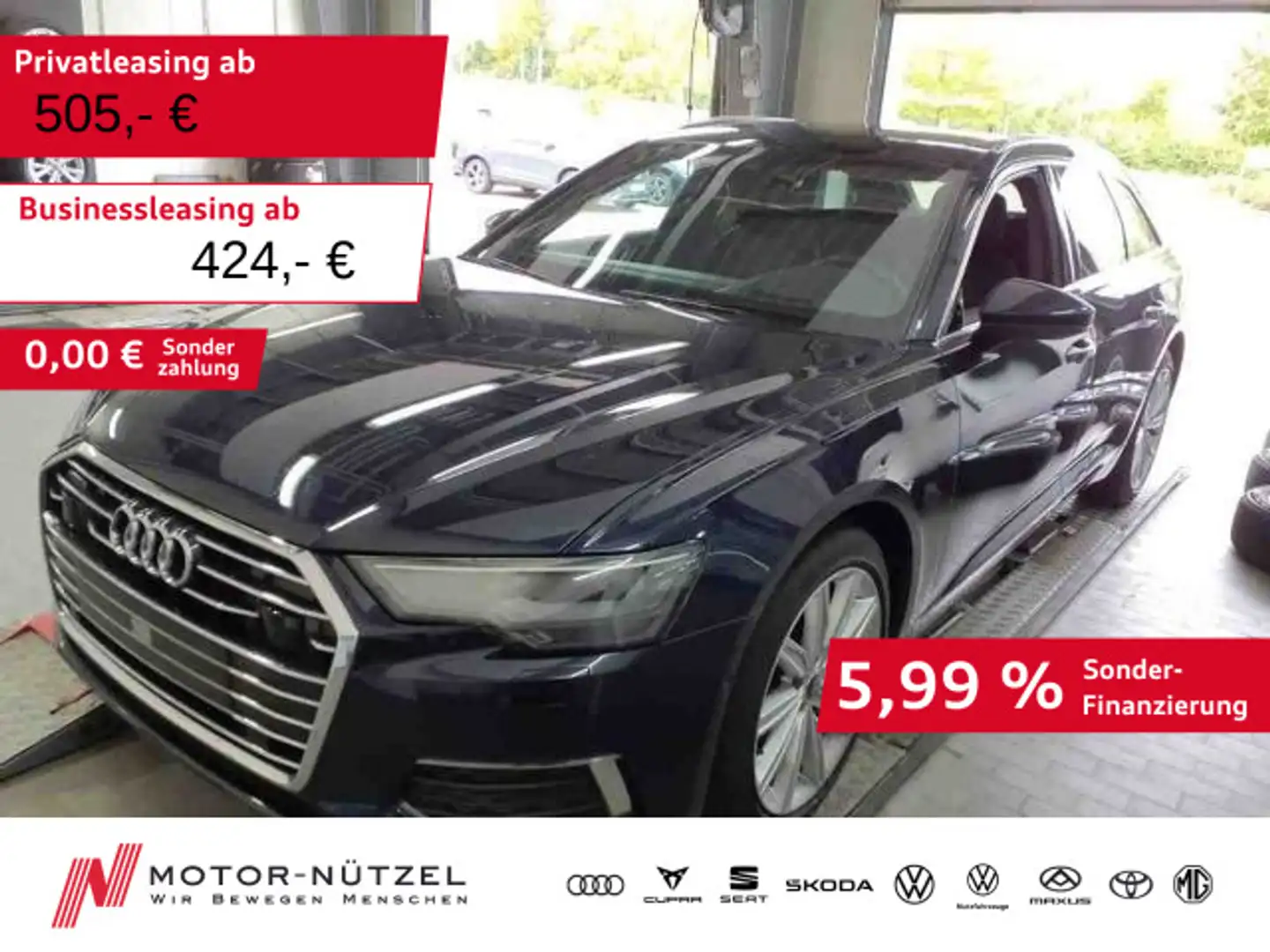 Audi A6 40 TDI QU 5JG+LED+NAVI+HuD+PANO+AHK-Vob Blauw - 1