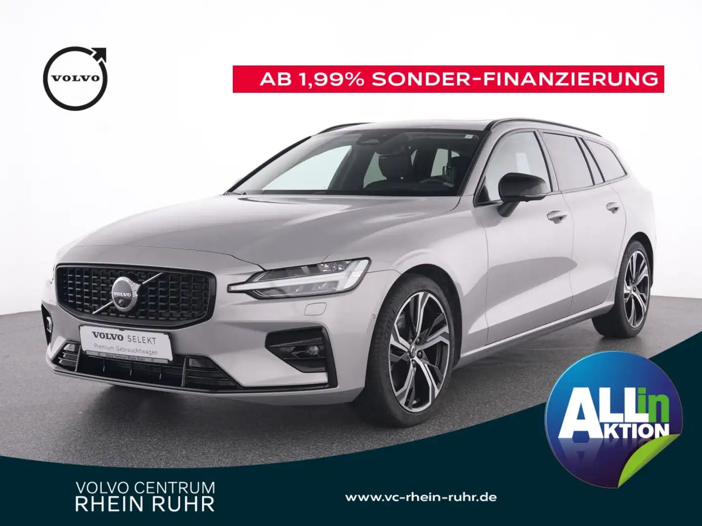 Volvo V60 B4 D ULTIMATE DARK+SHZ+360CAM+ON CALL Ultimate Dar Silber - 1