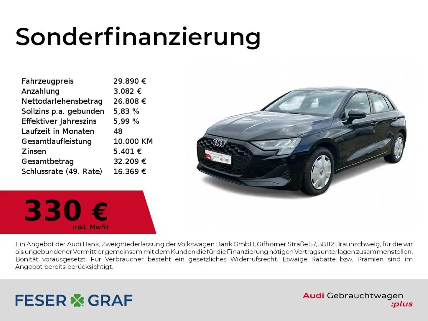 Audi A3 30TFSI S tronic SHZ/CarPlay/LED/PDC+/GRA/VC Schwarz - 1