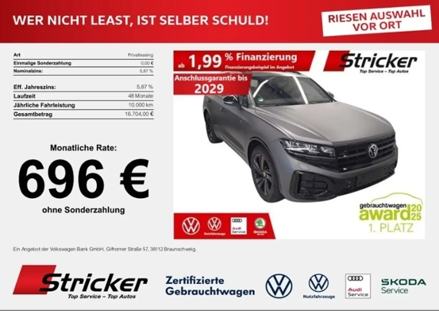 Volkswagen Touareg R-Line Black Style 3.0TDI 696,-ohne Anzahlung Pan Šedá - 1
