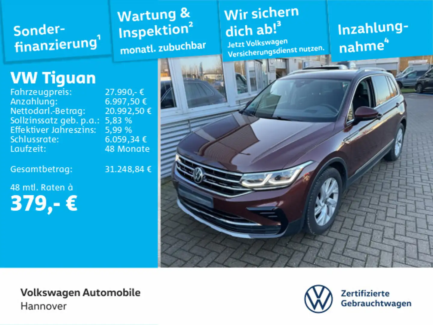 Volkswagen Tiguan 2.0 TDI DSG Elegance ,AHK Pano Kamera Sth Braun - 1