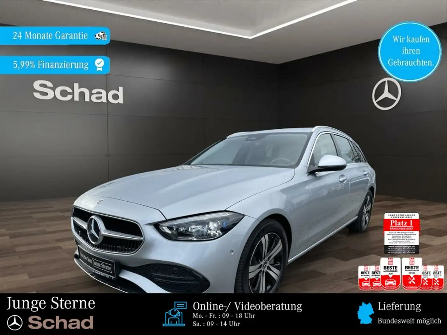 Mercedes-Benz C 300 C 300 d T AVANTG+DIGI LED+KAM+ASSIST+EASY-P.+SHZ Zilver - 1