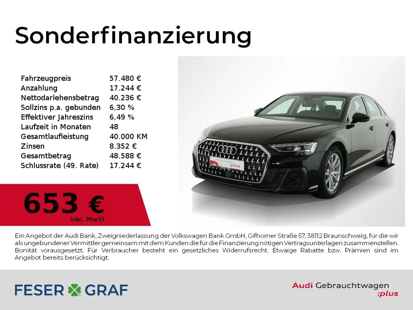 Audi A8 50 TDI Navi,Leder,HDMatrix,Kamera Schwarz - 1