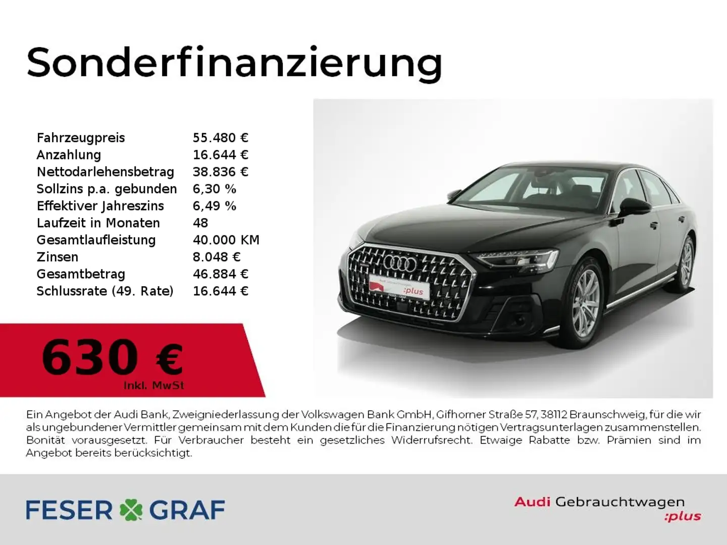 Audi A8 50 TDI Navi,Leder,HDMatrix,Kamera Schwarz - 1