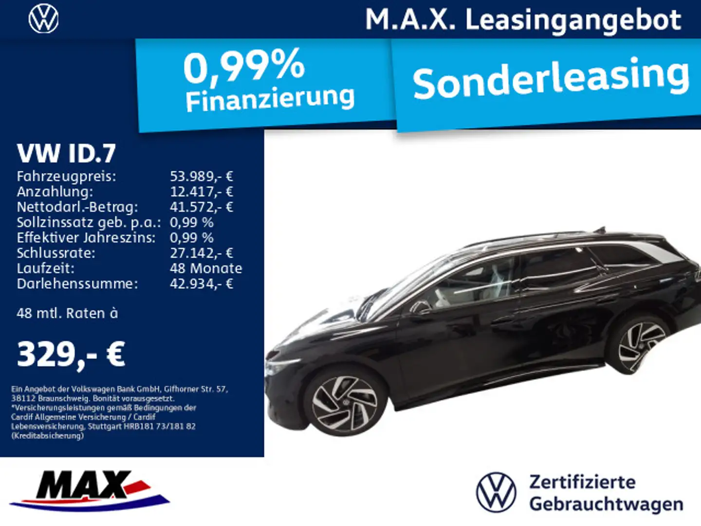 Volkswagen ID.7 Tourer PRO LED+KAMERA+PANO+AHK+AUGM.HUD+APP Schwarz - 1