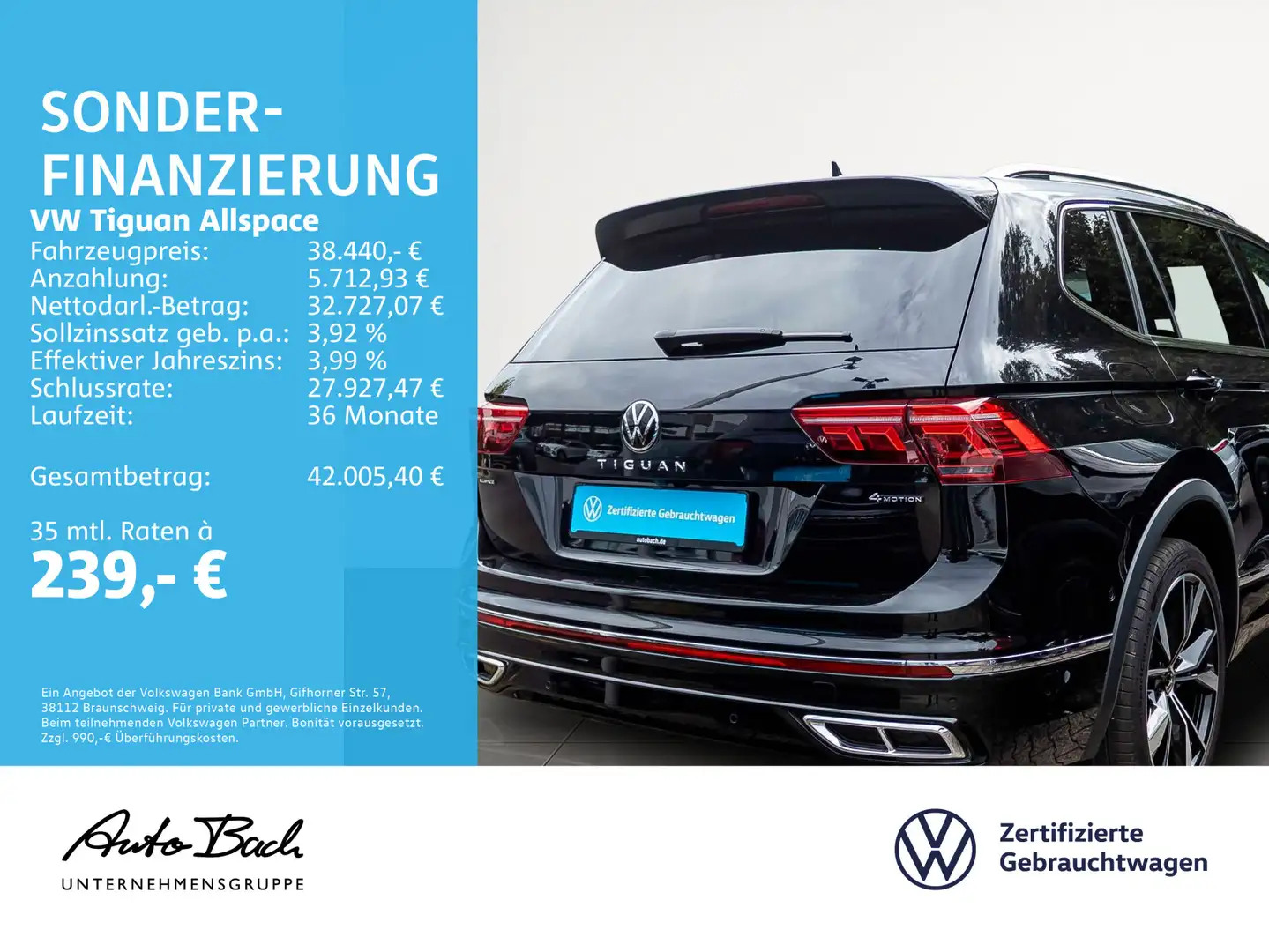 Volkswagen Tiguan Allspace 2.0 TDI DSG R-Line 4Motion, Navi Schwarz - 2