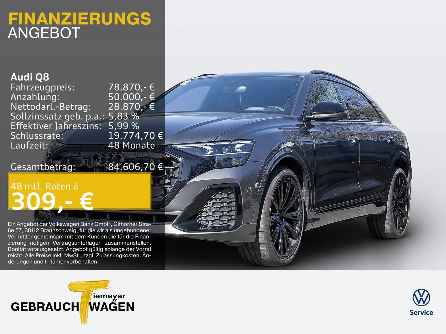 Audi Q8 50 TDI Q 2x S LINE LM23 OPTIKPKT-SCHWARZ+ BuO Grau - 1