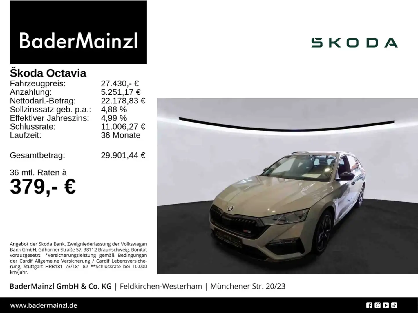 Skoda Octavia Combi RS 1.4 TSI iV DSG Navi SHZ Virtual Gris - 1